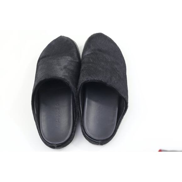 Marni Black Long Hair Calfskin Fussbett Sabot Mule Flats Slippers Size 41 main image 8